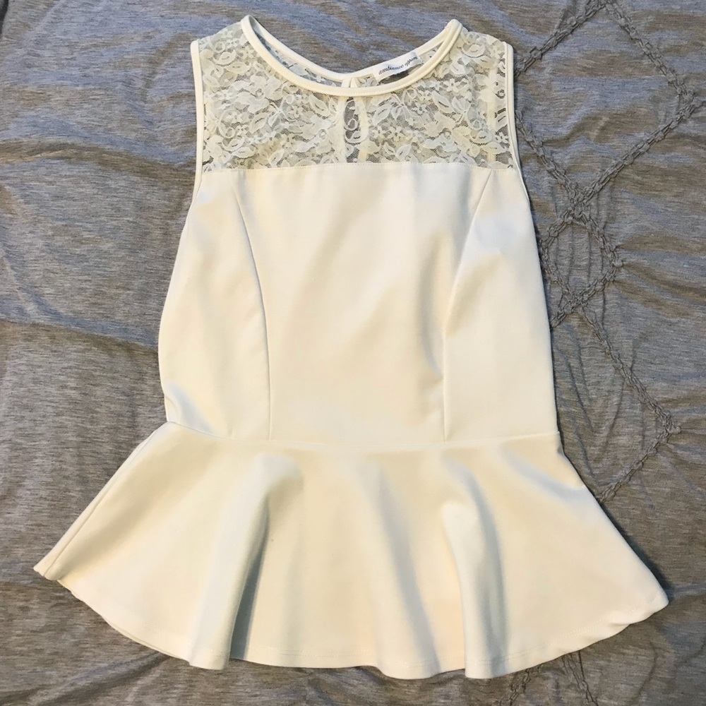 White Peplum Lace Top